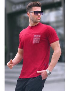 Madmext Claret Red Men's Regular Fit T-Shirt with Patch Pockets 6102