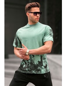 Madmext Mint Green Patterned Basic T-Shirt 6092