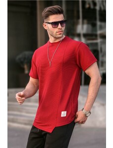 Madmext Claret Red Men's Regular Fit Asymmetrical T-Shirt 6072