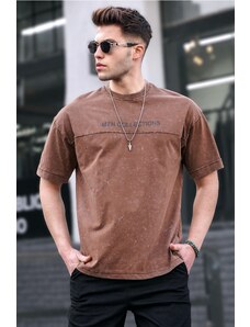 Madmext Men's Brown Printed Oversized T-Shirt