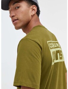 Bavlněné tričko Converse zelená barva, s potiskem