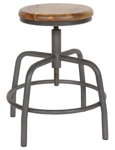 Hoorns Tmavě šedá kovová stolička Dores s dřevěným sedákem