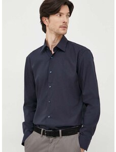Košile BOSS pánská, tmavomodrá barva, slim, s klasickým límcem, 50469345