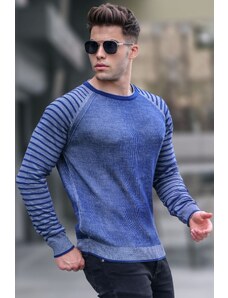 Madmext Light Navy Blue Crew Neck Knitwear Sweater 5766