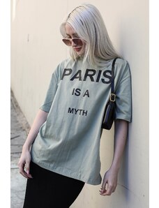 Madmext Mint Green Women's Paris Printed T-Shirt