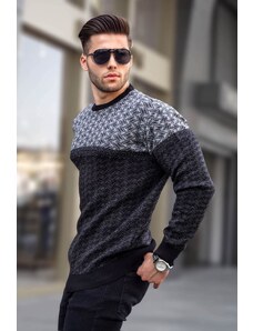 Madmext Men's Black Patterned Knitted Sweater 5977