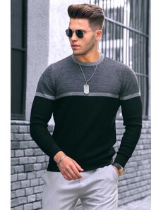 Madmext Black Color Block Men's Sweater 4734