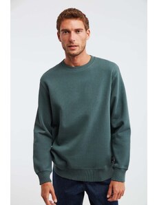 GRIMELANGE Travis Men's Soft Fabric Regular Fit Round Collar Dark Green Sweatshir