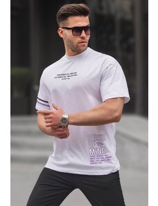 Madmext White Men's Regular Fit Printed T-Shirt 6087