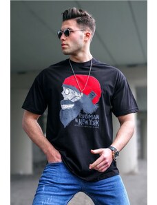 Madmext Men's Black Patterned T-Shirt 5361