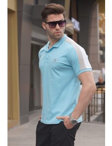 Madmext Blue Striped Polo Collar Men's T-Shirt 5215