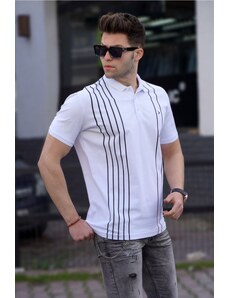 Madmext Men's Polo Neck White T-Shirt 5822