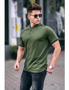 Madmext Khaki Green Plain Polo Neck Men's T-Shirt