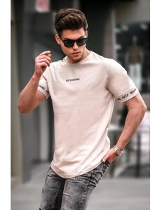 Madmext Men's Beige Basic Men's T-Shirt 4461