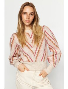 Trendyol Ecru měkký texturovaný pletený svetr
