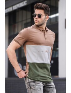 Madmext Men's Polo Collar Brown T-Shirt 5819
