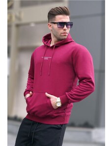 Madmext Claret Red Men's Hoodie with Printed Sweatshirt 6017