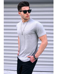 Madmext Gray Basic Knitwear T-Shirt