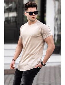 Madmext Men's Beige Basic T-Shirt 5843