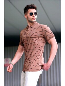 Madmext Men's Polo Collar Brown T-Shirt 5817