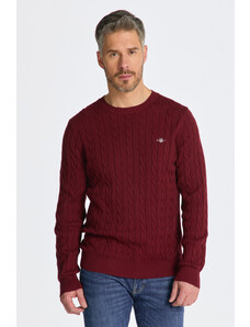 SVETR GANT COTTON CABLE C-NECK červená S