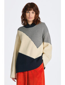 SVETR GANT COLOUR BLOCK COTTON C-NECK modrá XS