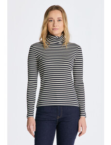 ROLÁK GANT SLIM STRIPED RIBBED TURTLENECK modrá XS