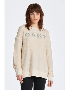 MIKINA GANT REL BOUCLE APPLIQUE C-NECK SWEAT bílá XS