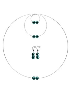GeorGina Dámské šperkové sety venuše, náhrdelníky, náramky, náušnice a prsteny s modrozelenými perličkami