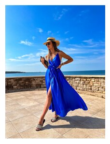 Eshopat Dámské šaty s páskem Mauritius Electric Blue