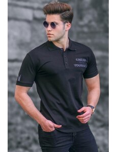 Madmext Black Polo Neck Men's T-Shirt 5247