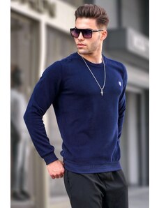 Madmext Light Navy Blue Crew Neck Regular Fit Basic Sweatshirt 5799