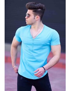 Madmext Buttoned Turquoise Men's T-Shirt 4490