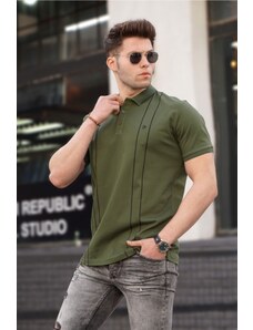 Madmext Men's Polo Collar Khaki Green T-Shirt 5822