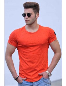 Madmext Torn Detailed Orange T-Shirt 2883
