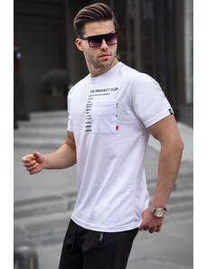 Madmext White Men's Pocket Printed T-Shirt 5861