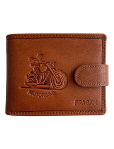 PRAGATI Pánská kožená peněženka s přezkou na motorku světle hnědá 305-l