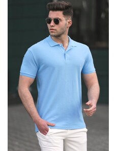 Madmext Basic Blue Polo Collar Men's T-Shirt 5101