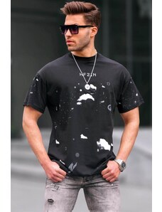 Madmext Crew Neck Regular Fit Black Patterned Men's T-Shirt 6115