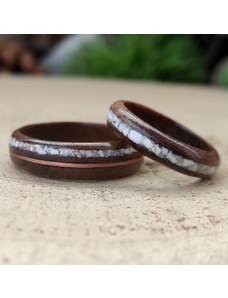 Woodlife Snubní prsteny z ořechu, magnezitu a mědi