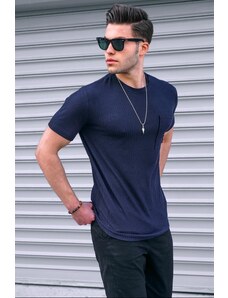 Madmext Navy Blue Basic Knitwear T-Shirt