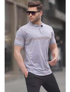 Madmext Gray Men's Polo Neck T-Shirt 6077