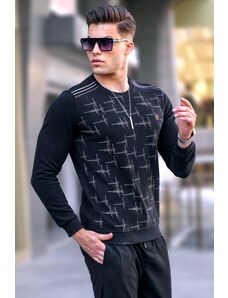 Madmext Black Patterned Crewneck Knitwear Sweater 5968
