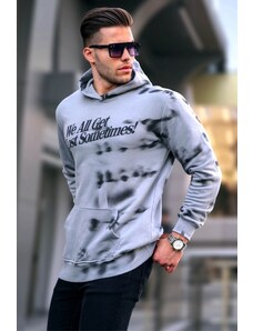 Madmext Dyed Gray Printed Hoodie Sweatshirt 5897