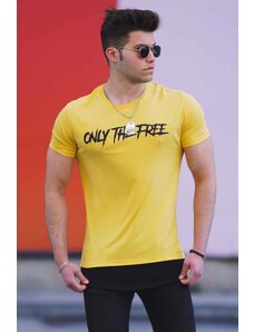 Madmext Men's Yellow Printed T-Shirt 4597