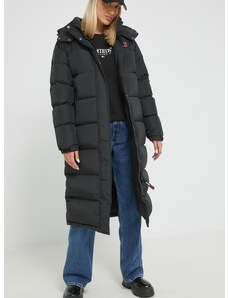 Péřová bunda Tommy Jeans dámská, černá barva, zimní