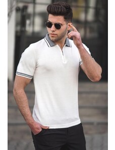 Madmext White Basic Polo Neck Men's T-Shirt 5099