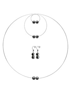 GeorGina Dámské šperkové sety venuše, náhrdelníky, náramky, náušnice a prsteny s tmavě šedými perličkami