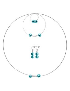 GeorGina Dámské šperkové sety venuše, náhrdelník, náramek, náušnice a prstýnek s tyrkysovými perličkami cik cak