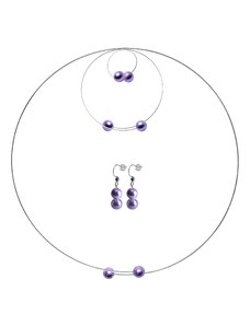 GeorGina Dámské šperkové sety venuše, náhrdelník, náramek, náušnice a prstýnek s fialovými perličkami cik cak